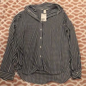H&M: stripped button down blouse